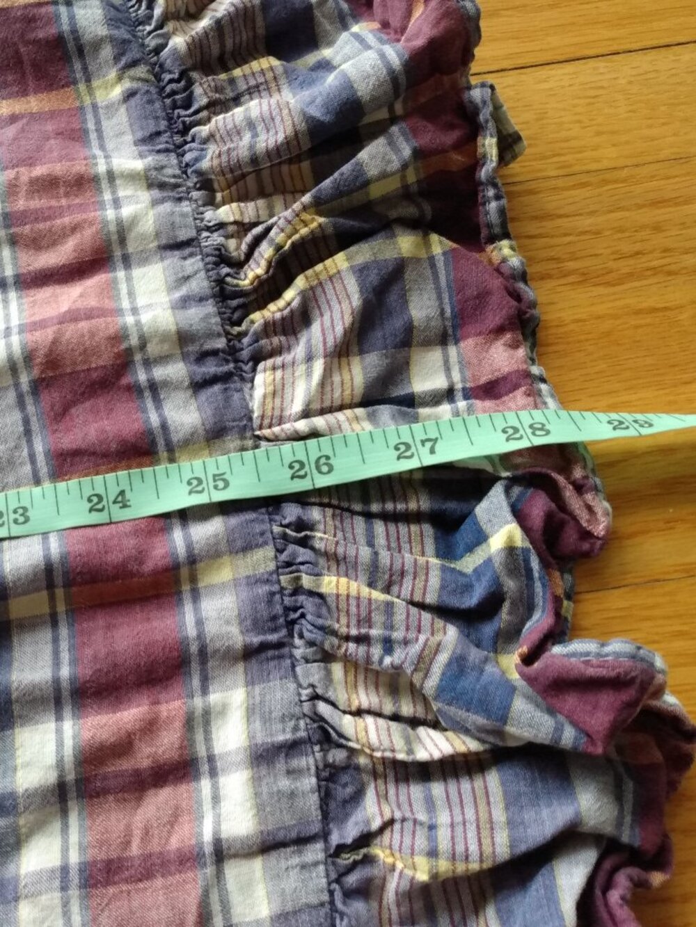 Vintage Ralph Lauren Polo Pillow Sham Madras Plaid Chambray Ruffle - Picture 5 of 14